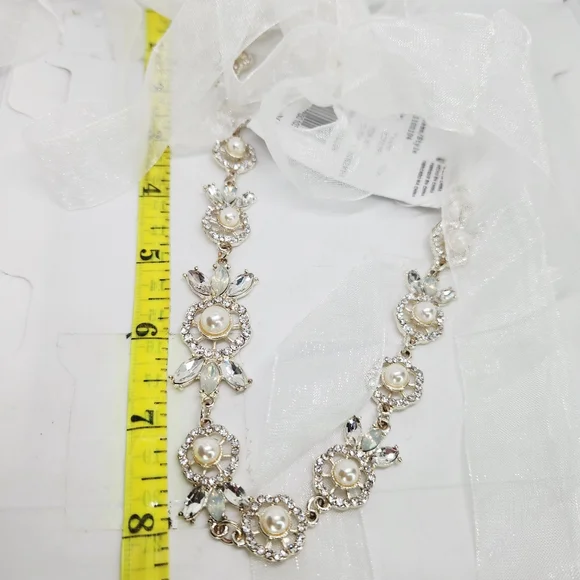 Davids Bridal Belt Wedding Dress Formal Gown Organza Sash Pearls Crystals Champa - Picture 8 of 9